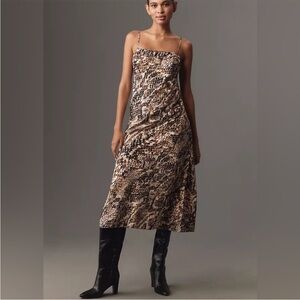 NWT. Anthropologie Square Neck Printed Midi Slip Dress. NEW